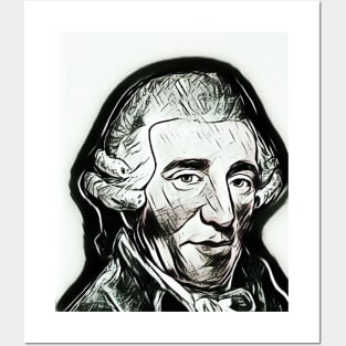 Joseph Haydn Black and White Portrait | Joseph Haydn Artwork 3 Posters and Art